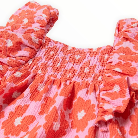 ZARA Kids | Russet | TEXTURED FLORAL DRESS - Picture 2 of 4